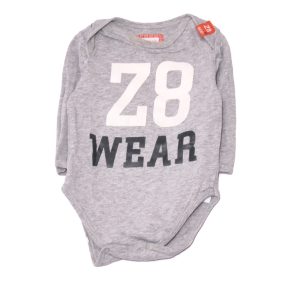 Szürke, feliratos hosszú ujjú body (56-62)