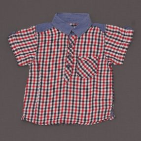 Kék, Piros kockás galléros póló (62-68)
