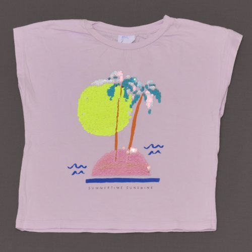 Zara - Lila, flitteres crop ujjatlan felső (122)