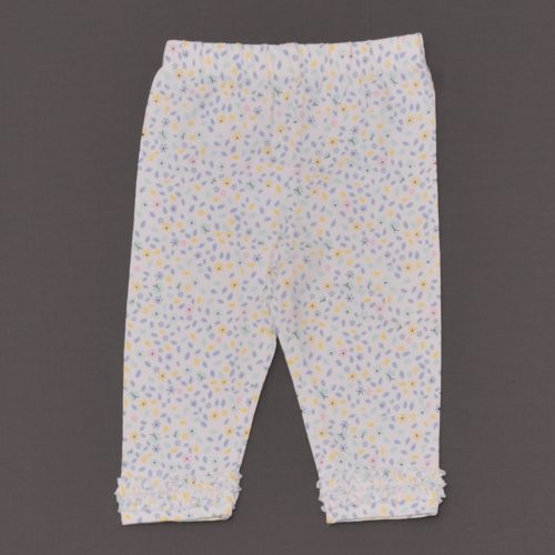 George - Fehér, virágmintás, fodros leggings (62-68)