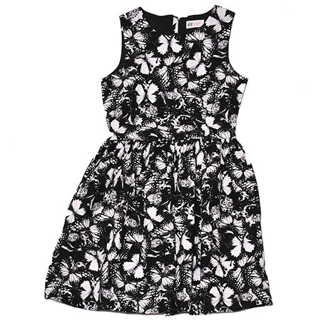 H&M - Fekete, Fehér, pillangós ruha (152)