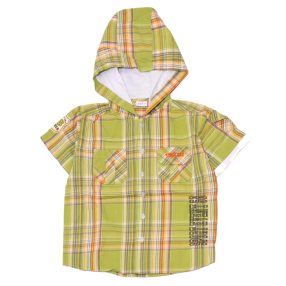 Zöld, kockás rövid ujjú ing (116)