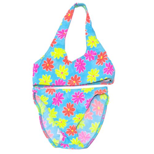 Kék, virágmintás bikini szett (98) - ÚJ