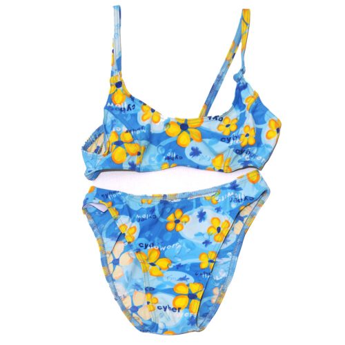 Kék, Sárga virágmintás bikini szett (110) - ÚJ