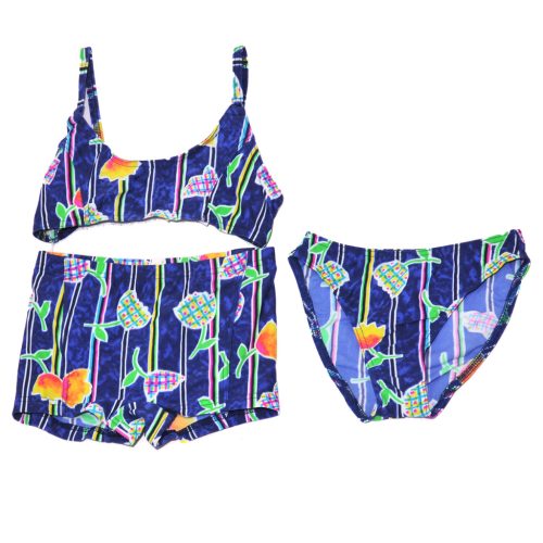 Kék, tulipános bikini szett (98) - ÚJ