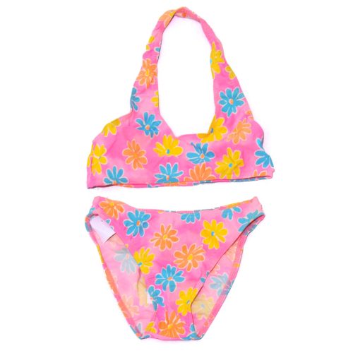 UV Rózsaszín, virágmintás bikini szett (98) - ÚJ
