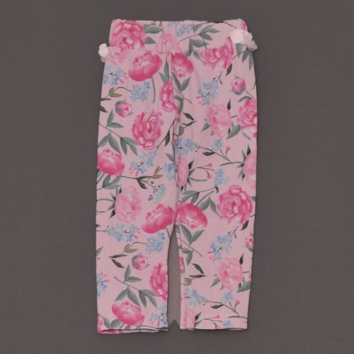 Rózsaszín, virágmintás leggings (86)