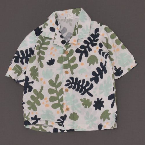 H&M - Fehér, levélmintás rövid ujjú ing (86)