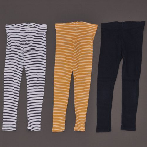 Kék, Fehér, Sárga csíkos leggings szett (110-116)