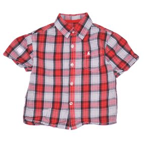 Szürke, Piros kockás rövid ujjú ing (104-110)
