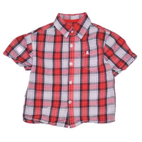 Szürke, Piros kockás rövid ujjú ing (104-110)