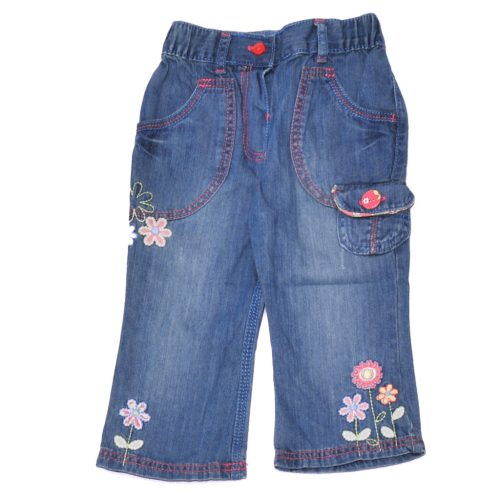 Marks&Spencer - Kék, virágmintás farmernadrág (80-86)