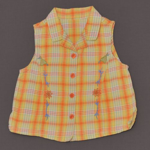 Mothercare - Sárga kockás ujjatlan blúz (86-92)