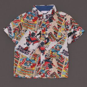 Marvel - Fehér, drapp rövid ujjú ing (104-110)