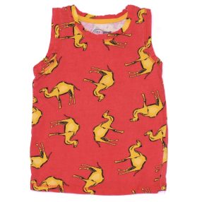 Piros, tevés ujjatlan póló (110)