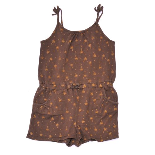 H&M - Barna, pálmafás ujjatlan, rövidszárú overál (122-128)