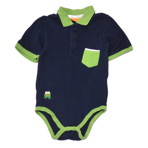 Sötétkék, galléros rövid ujjú body (86-92)