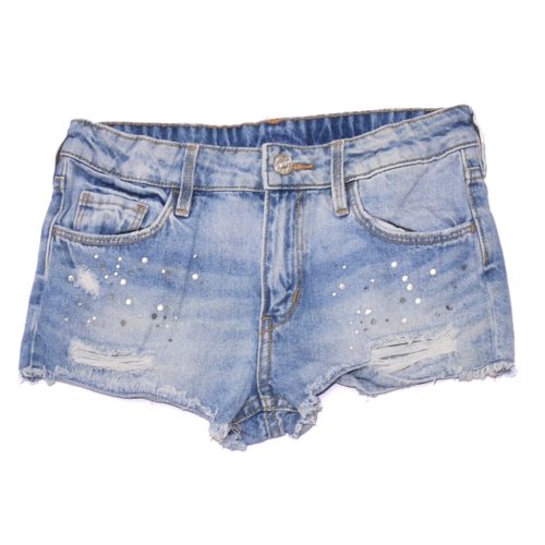 H&M - Kék, strasszos farmer rövidnadrág (140)