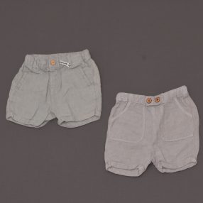 Zara - Szürke, zöld lenvászon, rövidnadrág szett (86)