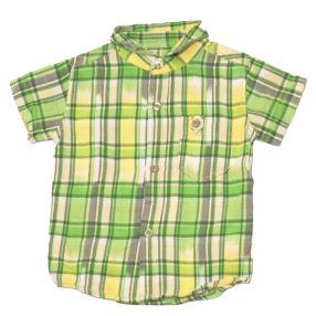 Zöld, kockás rövid ujjú ing (62-68)