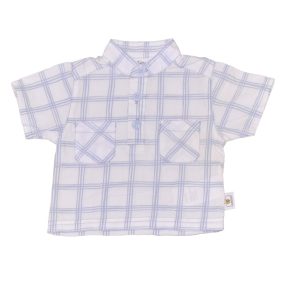 Fehér, Kék kockás rövid ujjú ing (50-56)
