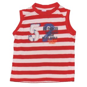 C&A - Piros, krém csíkos ujjatlan felső (110)