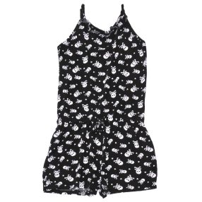   New Look - Fekete, koponyás ujjatlan, rövidszáras overál (152-158)