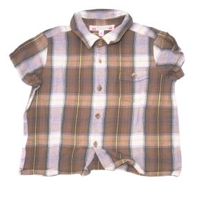 Barna kockás rövid ujjú ing (92)