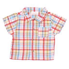 Kék, Piros kockás rövid ujjú ing (68-74)