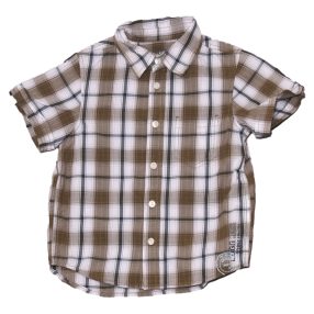 H&M - Terepzöld, Fehér kockás rövid ujjú ing (110)