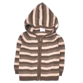 Zöld, drapp csíkos kardigán (62-68)