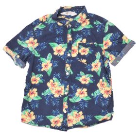 H&M - Kék, virágmintás rövid ujjú ing (122)