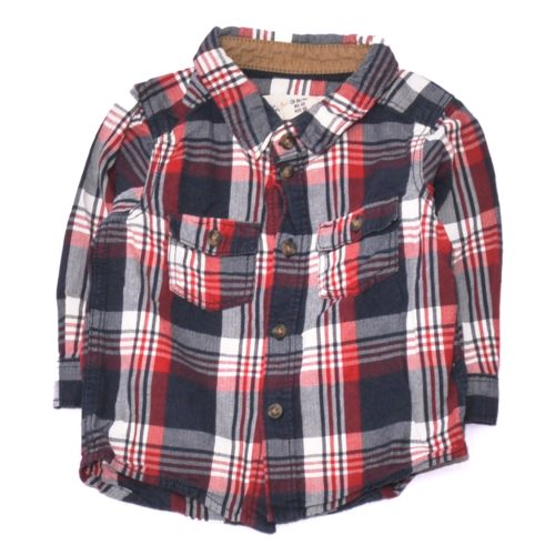 H&M - Kék, Piros kockás hosszú ujjú ing (68)