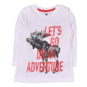 Fehér, rénszarvasos hosszú ujjú póló (86-92)