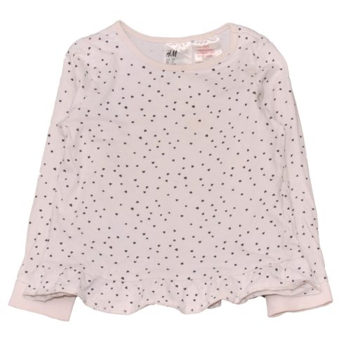 H&M - Krém, szivecskés hosszú ujjú póló (104)