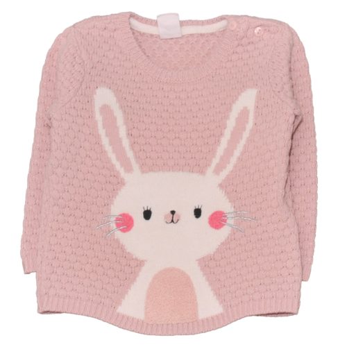 H&M - Rózsaszín, nyuszis pulóver (80)