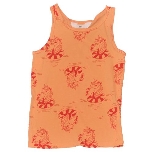 H&M - Narancssárga, unikornisos ujjatlan felső (122-128)