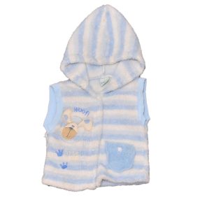 Kék csíkos szőrmés mellény (68)