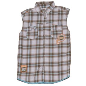 Szürke-kék kockás ujjatlan ing (152)