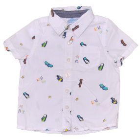 Fehér, deszkás rövid ujjú ing (74)