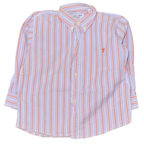 Kék-narancs csíkos hosszú ujjú ing (86-92)