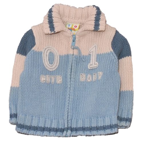 Kék, drapp kardigán (62-68)