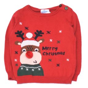  Piros, karácsonyi mintás  pulóver (80)
