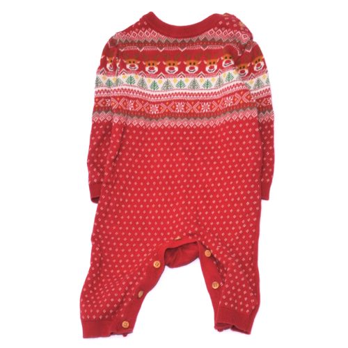  TU -  Piros, karácsonyi mintás  rugdalózó (62-68)