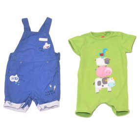 Next/Mothercare - Kék, Zöld ruha szett (62-68)