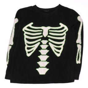 Fekete, csontvázmintás hosszú ujjú póló (128*)
