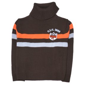  Barna, csíkos  garbós pulóver (116)