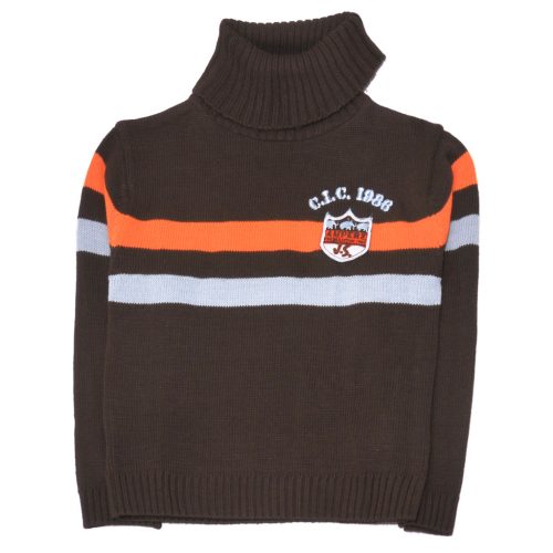  Barna, csíkos  garbós pulóver (116)