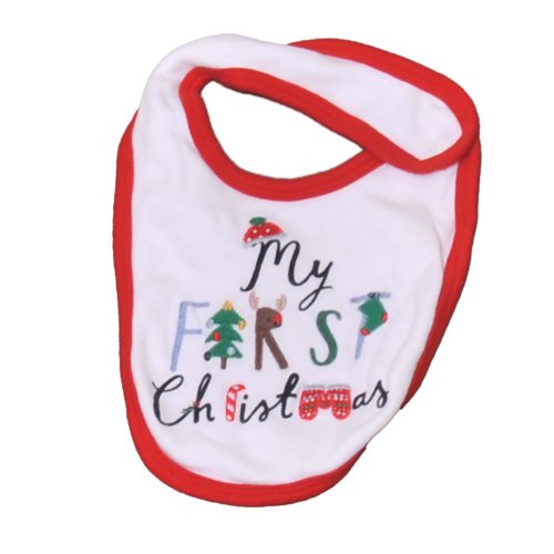 F&F -  Fehér, karácsonyi mintás  előke (baby)