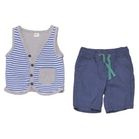  H&M -  kék, csíkos  ruha szett (86)